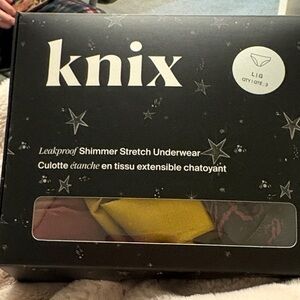 knix Leakproof Shimmer Stretch Underwear Trio in Maroon, Yellow, and Patterned